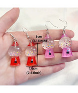 1 Pair Gumball Machine Earrings, Novelty Earrings, Fun Earrings Pink or Red - $5.95