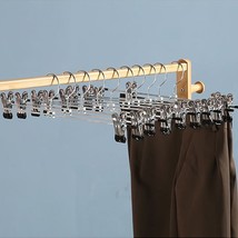 10 X Metal Trousers Boxers Hangers Garments Clothes Metal Hanger w Clips Bar Set - £7.25 GBP