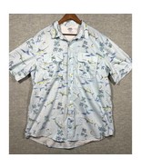 Izod Mens Shirt XL Saltwater Performance Blue Fish Print Vented Button Down - $291.49 MXN