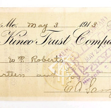 1913 Kineo Trust Company Bank Check E.A. Sampson Dover Maine Signed 4097... - $19.99