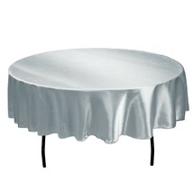 Tektrum 90 inch Round Silky Satin Tablecloth - Wedding Party Banquet (Silver) - £15.63 GBP