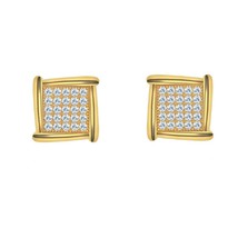 VVS Moissanite Earrings New Square S925 Silver Real Diamond Iced Out Ear Studs F - £60.18 GBP