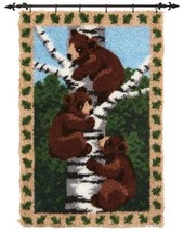 Rug Making Latch Hooking Kit | Bears Climbing Tree (60x90cm printed canvas) - £68.26 GBP