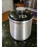 Vintage Kromex Spun Aluminum TEA Canister Retro Black Lid - $529.05 MXN
