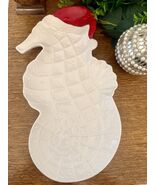 Retired Pier 1 - Beach Christmas Seahorse Platter/ Party Dish  W Santa Hat - $20.36
