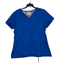 Koi By Kathy Peterson Scrub Top Size Large Blue Womens Cotton Polyester - $19.79