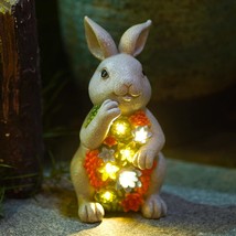 Solar Garden Statue Rabbit Figurine Garden Dcor - £47.15 GBP