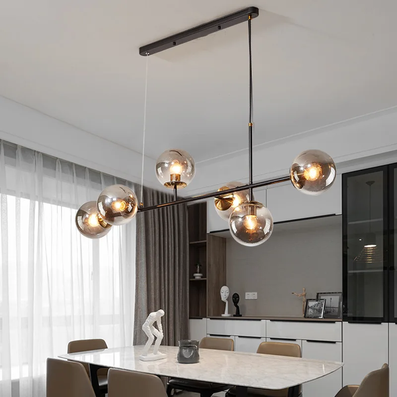 Ights modern hanglamp glass ball light for living room suspension chandelier smoke gold thumb200