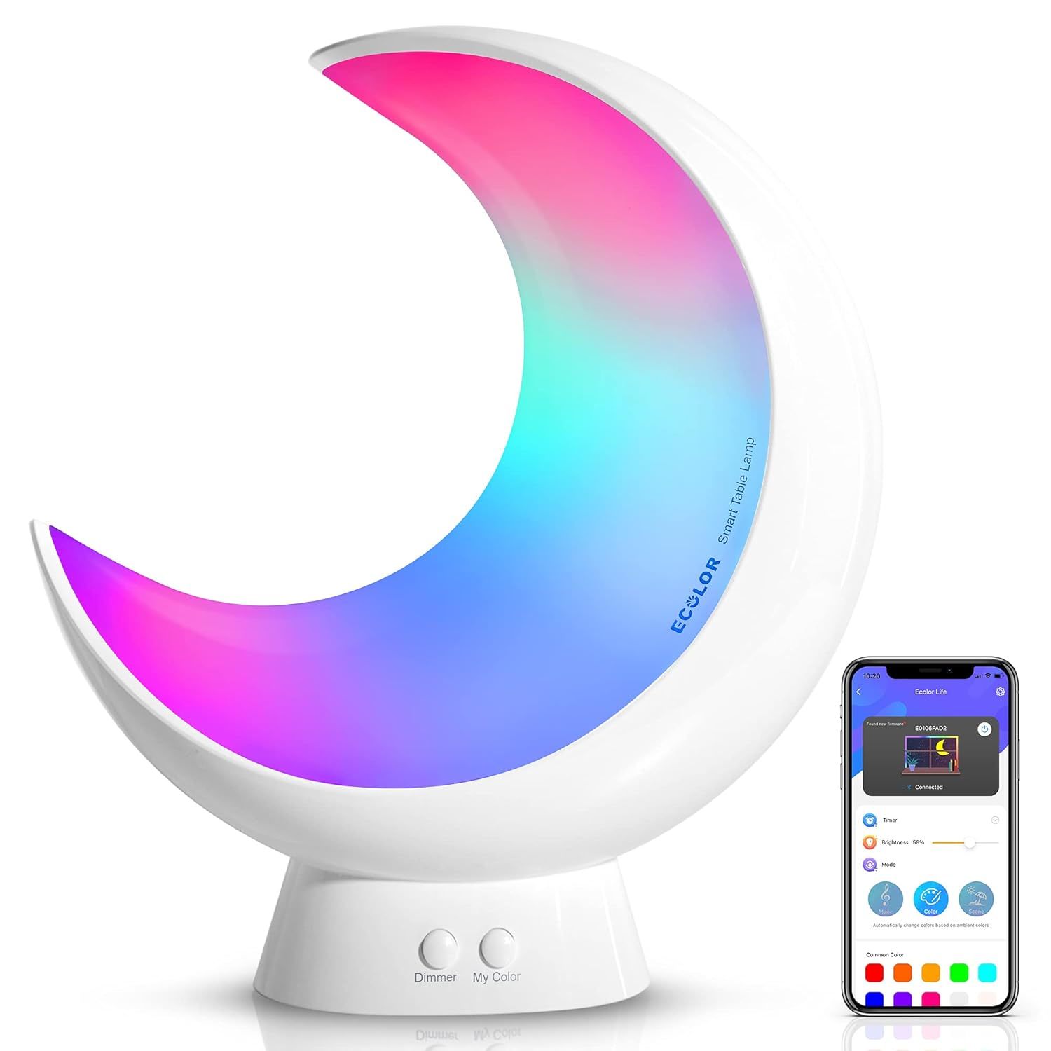 Smart Table Lamp, Rgb App Control Moon Small Lamp With Scene Mode And Music Mode