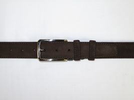 Mens Brown Genuine Suede Soft Leather Belt PIERO ROSSI From Turkey # Brown-C image 3