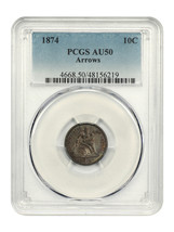 1874 10C PCGS AU50 (Arrows) - £278.71 GBP