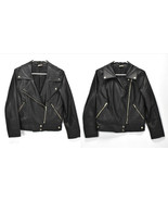 Real Coco Vegan Black Leather Motorcycle Jacket Womens Large Bomber - $66.27 CAD