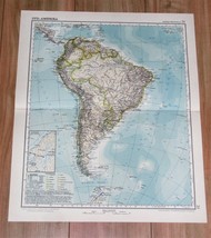 1926 Original Vintage Swedish Map Of South America / Argentina Brazil Chile - £14.38 GBP