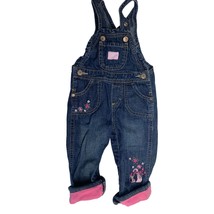 Oshkosh b&#39;gosh Girls Infant baby Size 9 months Bib OVeralls Fleec Lined Ruffle T - £11.86 GBP