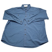 GH Bass Shirt Mens 2XL Blue Solid Button Down Brown Long Sleeve Casual C... - £14.59 GBP