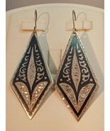 Antique Large Enamel Earrings Silver 875 ⭐ jewelry Rare Worker&#39;s Head An... - $129.93 CAD