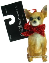 Christmas Shoppe Chihuahua Red Bow Canine Dog Figurine Ornament Brand New - £19.97 GBP