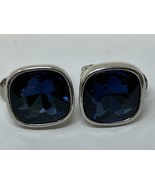 Vintage Monet Clip-On Earrings Bold Faux Sapphire Bling Power Statement ... - $19.75