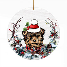 Cute German Shepherd Dog Santa Hat Wreath Christmas Ornament Acrylic Gift Decor - £13.38 GBP