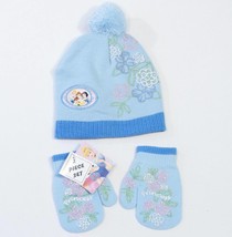Disney Princess Knit Beanie &amp; Mittens Set Toddler One Size 2T - 4T Blue  NWT - £11.89 GBP