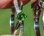 STERLING SILVER &amp; PERIDOT green ladies ring band .925 size 5 ESTATE SALE! - $31.99