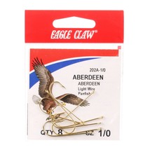 Eagle Claw 202A-1/0 Aberdeen Size 1/0 Fishhooks, 8 Pack - £2.32 GBP