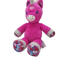 Build A Bear Candy Hearts Unicorn 17 Inch Hot Pink Silver Sparkle Stuffed Animal - £16.25 GBP