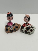 Vintage Asian Hand Painted Clay Bobblehead Girls Figurines - $14.95