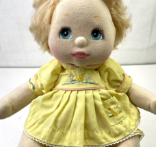 Vintage Mattel My Child Felt Girl Doll Blonde Hair Aqua Green Eyes Ducky Dress - £61.30 GBP