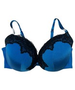 Cacique Bra Womens 42DD Blue Black Lace Lightly Lined Cups Wired Classic - $32.48 CAD