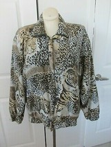COACO Vintage 90&#39;s 100% Silk Bomber Jacket Animal Print Leopard Tiger Ov... - $19.95