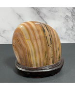 Brown Freeform Stone Displayed On A Wooden Stand Centerpiece Paperweight - $153.60 MXN