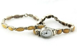 Jasper Bracelet Watch Set Real Solid .925 Sterling Silver 40.8 G 7.5&quot; Inches - £137.75 GBP