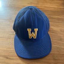 Vintage Blue Trucker Mesh Hat With Yellow Embroidered “W” - £7.77 GBP
