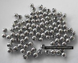 SPACER Beads round white gold plated 4mm (approximately) 100 pc lot FPB085 - £1.54 GBP