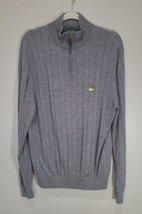 Masters Collection 100% Merino Wool Gray Ribbed 1/4 Quarter Zip Sweater~ M - £29.77 GBP