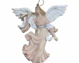 Angel with Horn Hand Painted Resin Christmas Ornament 5 inch - $7.62