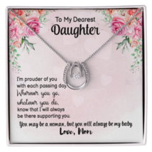 To My Daughter Prouder of You From Mom Lucky Horseshoe Necklace Message ... - £41.06 GBP+