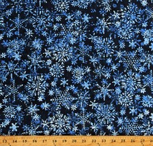 Cotton Batik Snowflakes Winter Christmas Holiday Blue Fabric Print BTY D172.46 - $14.95