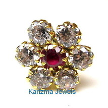 Bonito Floral Estilo Indio Cz con Tachuelas Piercing Nariz Tuerca Pin Sólido 14k - £39.81 GBP