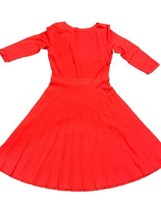 Ann Taylor Red Sweater Dress Size Medium Pleated Boat Neck 3/4 Sleeve - £16.78 GBP