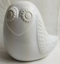 Wise Owl Figurine Ceramic Piggy Coin Bank 5.5&quot; White Happy Chic - £21.19 GBP