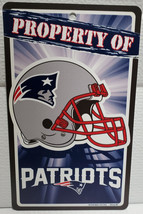 New England Patriots  7.25&quot; by 12&quot; Property of Plastic Sign - NFL - £7.65 GBP