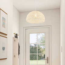 Farmhouse Rattan Pendant Lights with Adjustable Hanging Rope-Beige - Color: Bei - £80.87 GBP