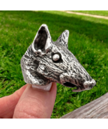Head of Rat Mouse Marked Massive Author&#39;s Vintage Men&#39;s Jewelry Ring Siz... - $683.15