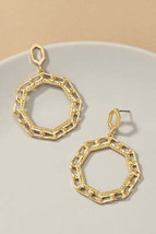 Octagon chunky link chain hoop drop earrings - £9.59 GBP