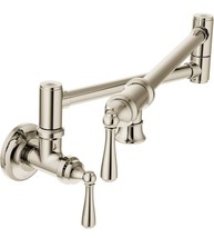 MOEN S664NL 2-Handle Wall Mounted Swing Arm Pot Filler Polished Nickel Finish - £581.07 GBP