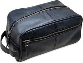 jaald Men&#39;s Genuine Leather Toiletry Bag Waterproof Dopp Kit Shaving Bag... - £31.60 GBP