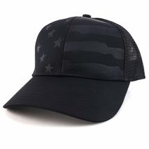 Trendy Apparel Shop Debossed Stars and Striped Trucker Mesh Back Baseball Cap -  - £15.97 GBP