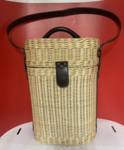 Woven Wicker Wine Bottle Basket Dual Compartment w/Carry Handle 14&quot; x 9&quot; x 6&quot; - £43.51 GBP